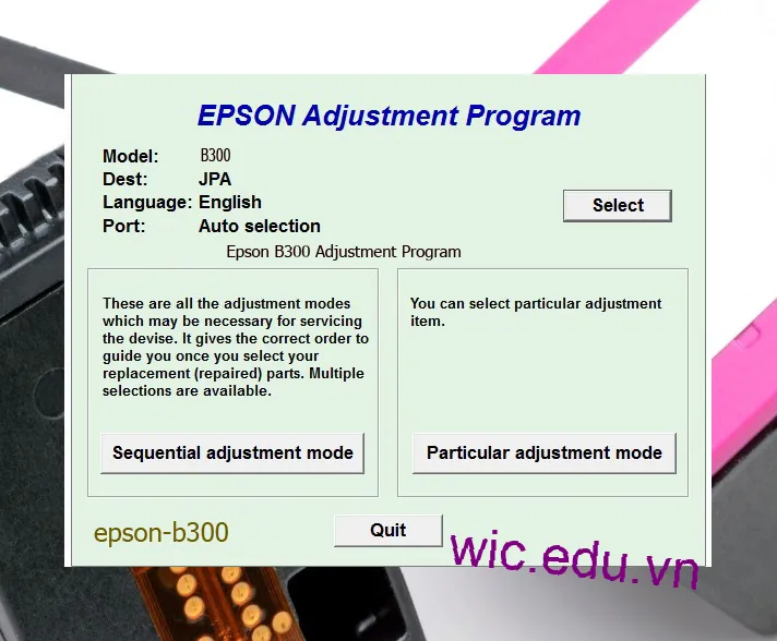 Reset Epson B300