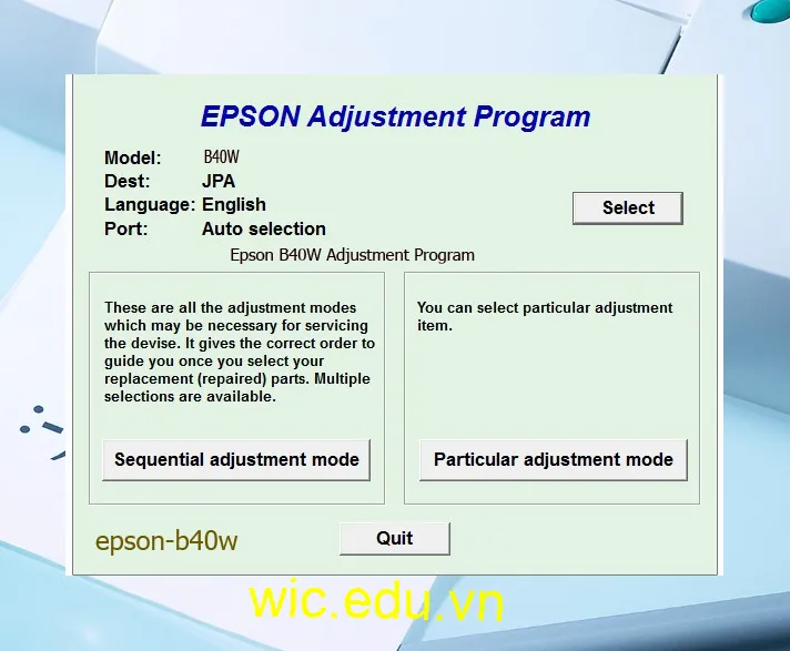 Reset Epson B40W