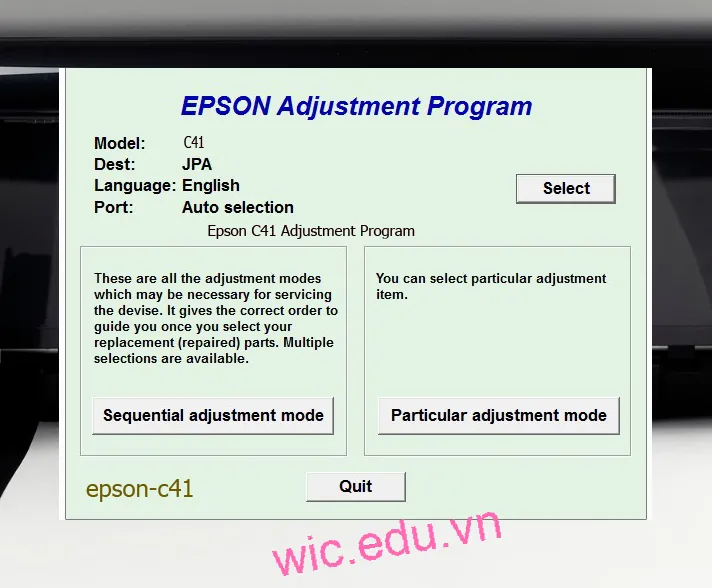 Reset Epson C41