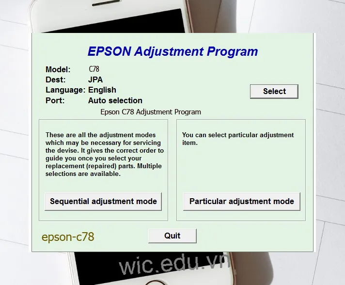 Reset Epson C78