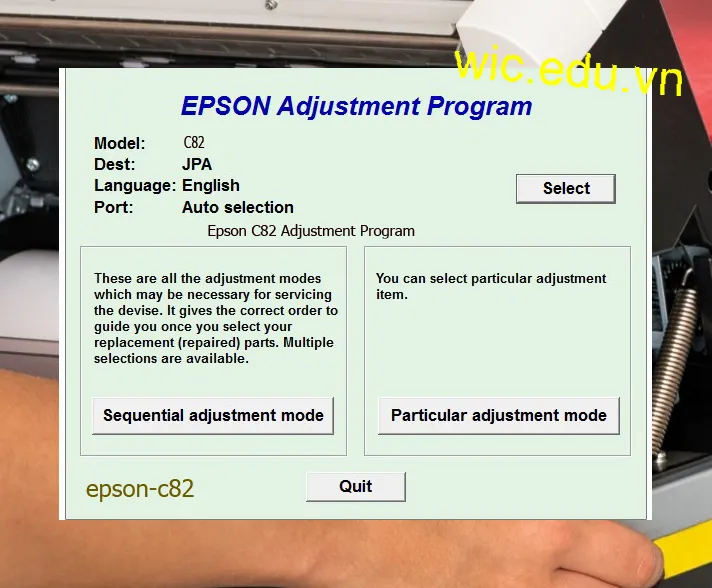 Reset Epson C82