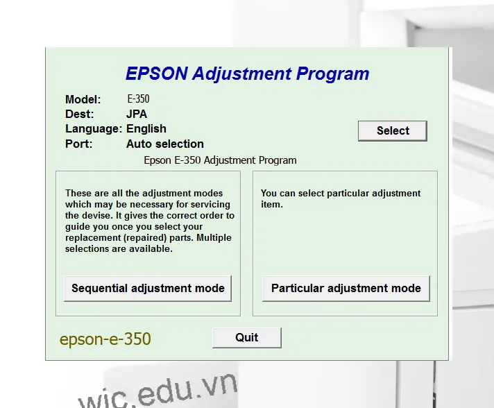 Reset Epson E-350