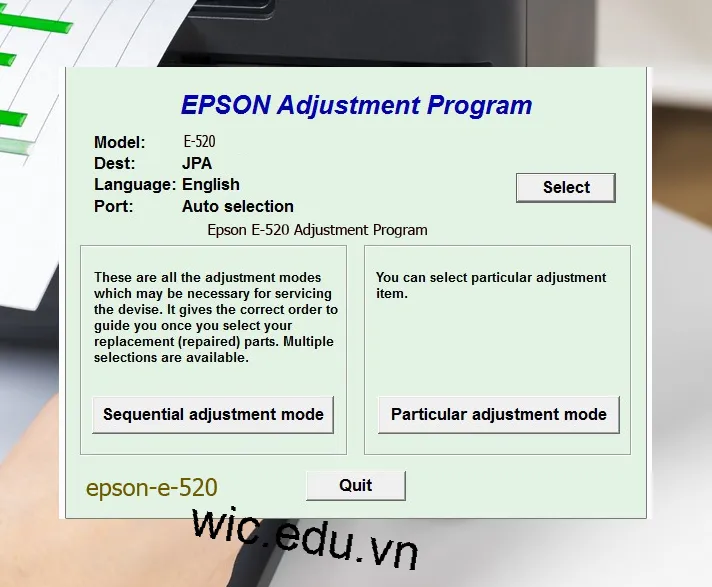 Reset Epson E-520