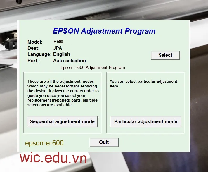 Reset Epson E-600