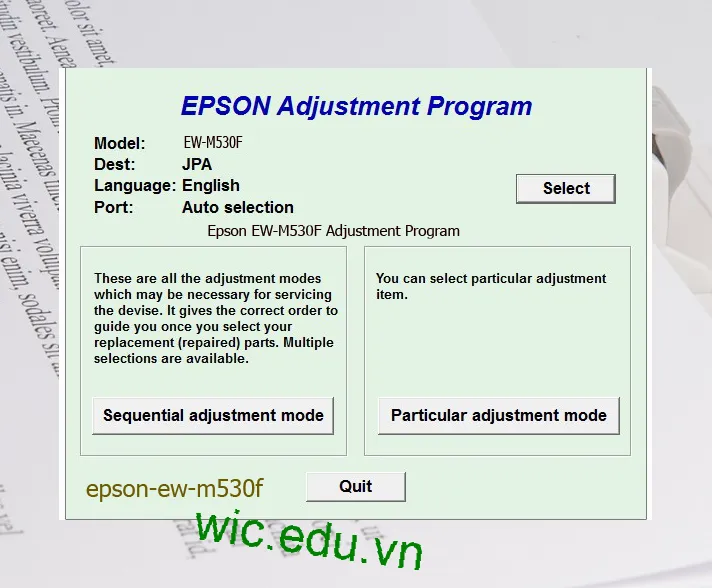 Reset Epson EW-M530F