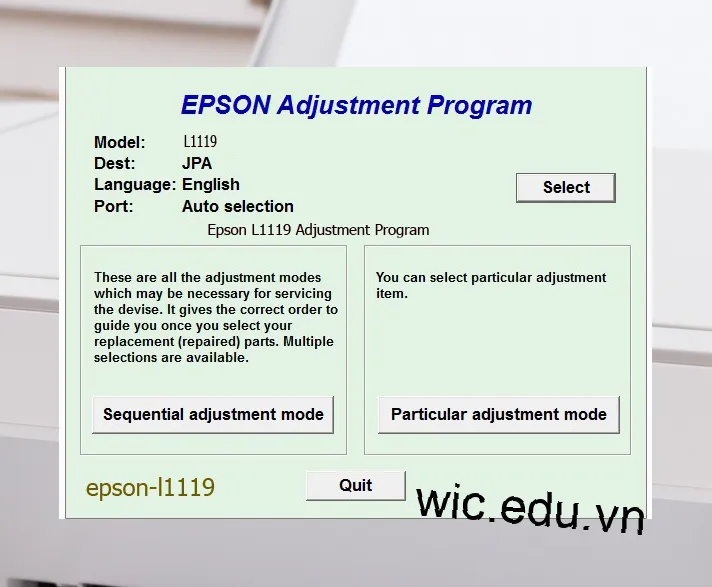 Reset Epson L1119