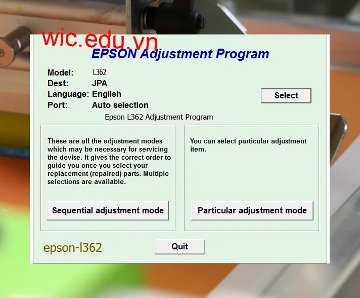 Reset Epson L362