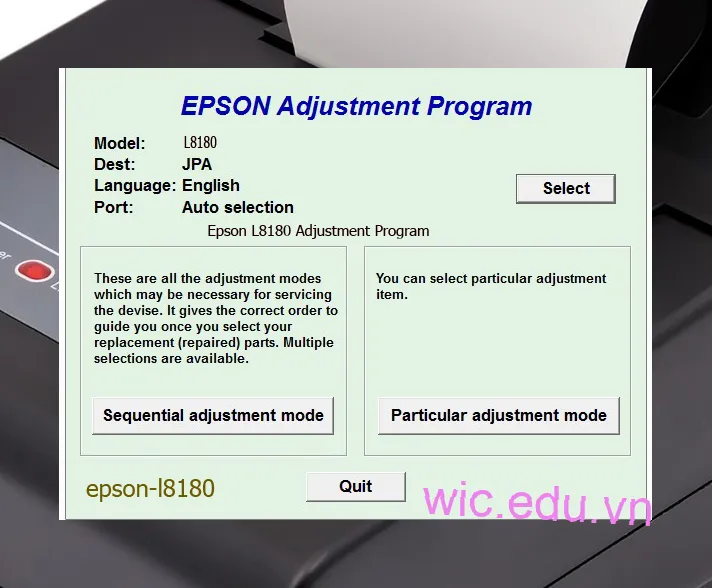 Reset Epson L8180