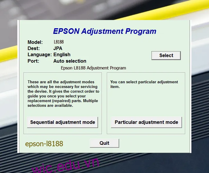 Reset Epson L8188