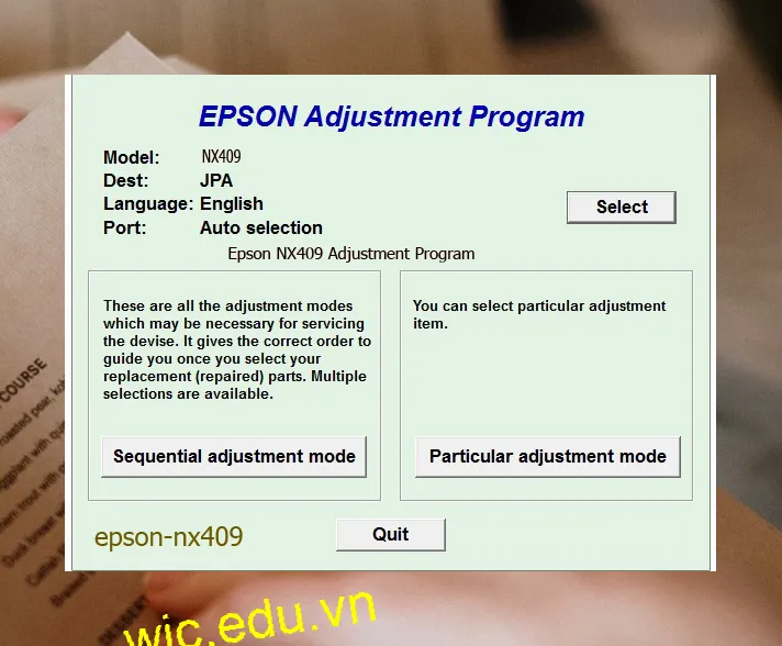 Reset Epson NX409