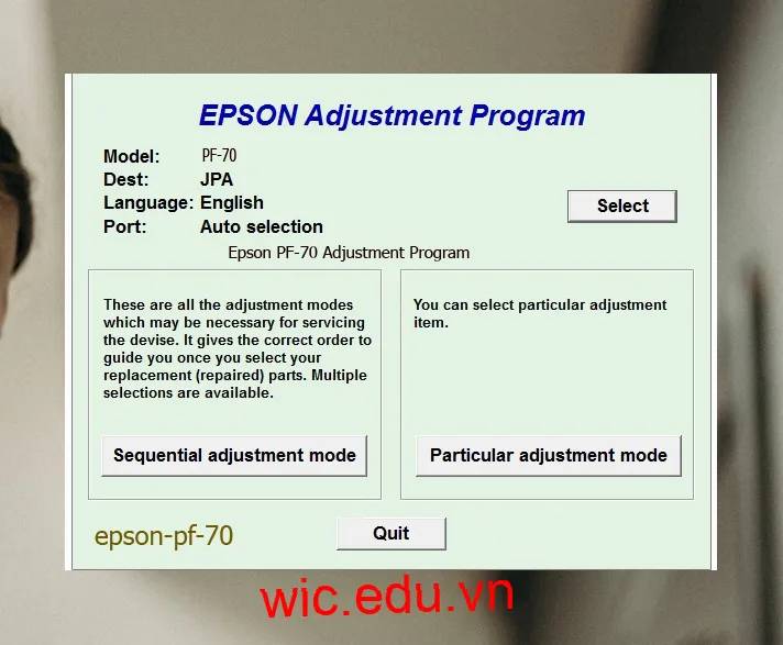 Reset Epson PF-70