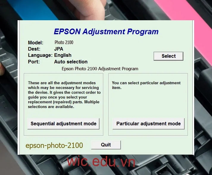 Reset Epson Photo 2100