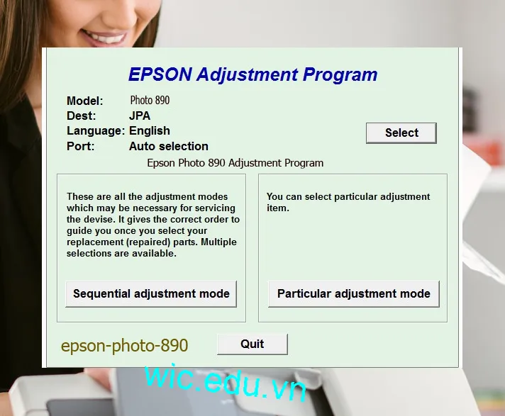 Reset Epson Photo 890