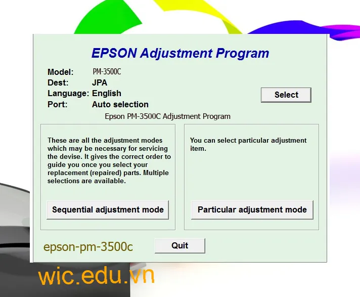 Reset Epson PM-3500C