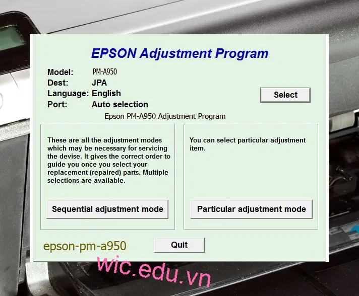 Reset Epson PM-A950