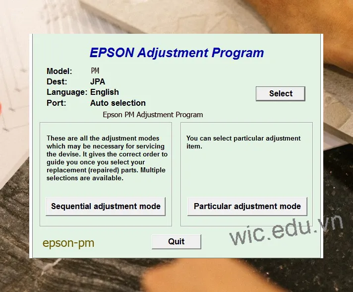 Reset Epson PM