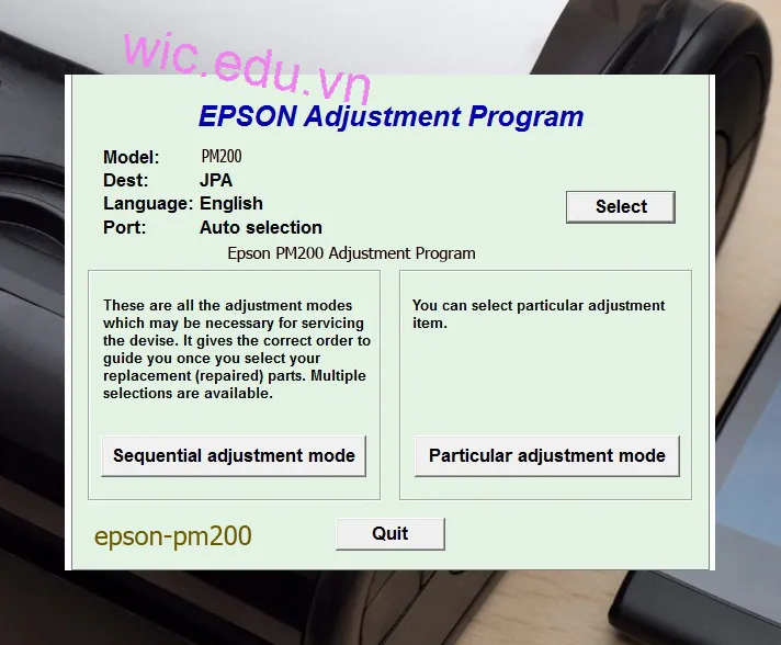 Reset Epson PM200