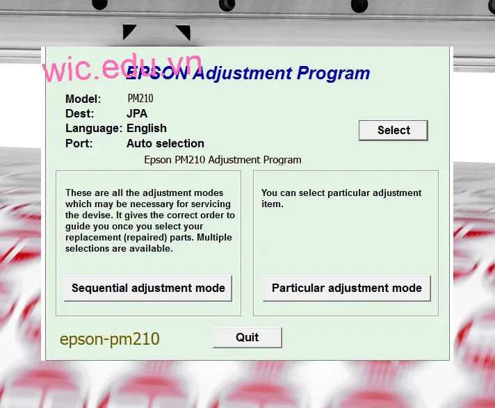 Reset Epson PM210