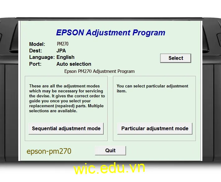 Reset Epson PM270