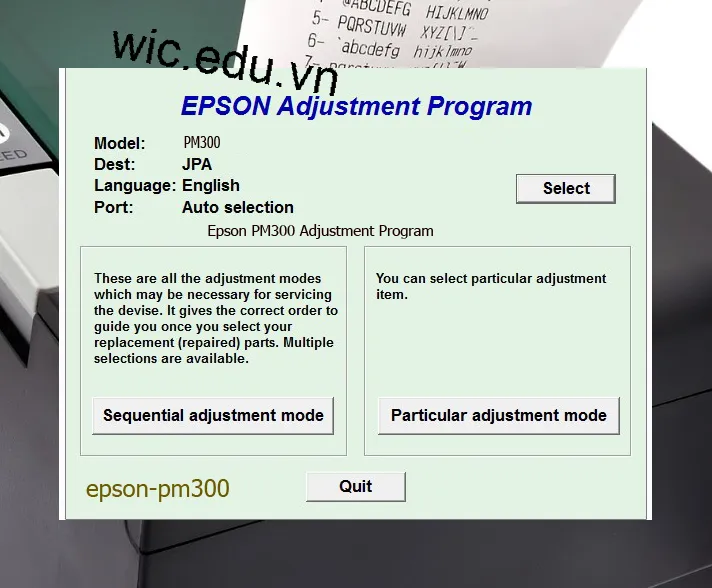 Reset Epson PM300