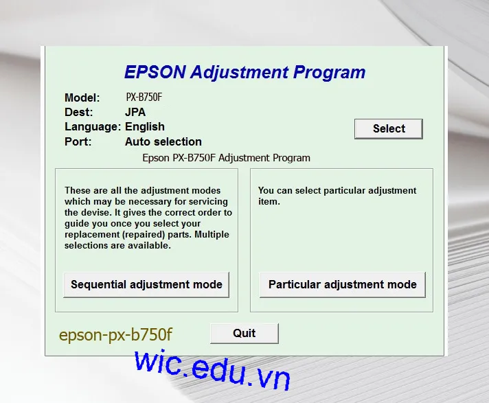 Reset Epson PX-B750F