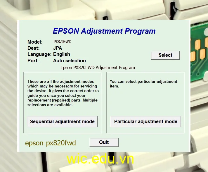 Reset Epson PX820FWD