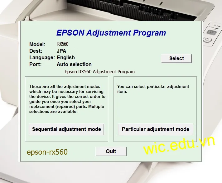 Reset Epson RX560