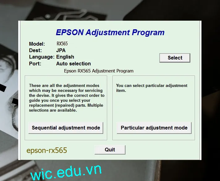 Reset Epson RX565