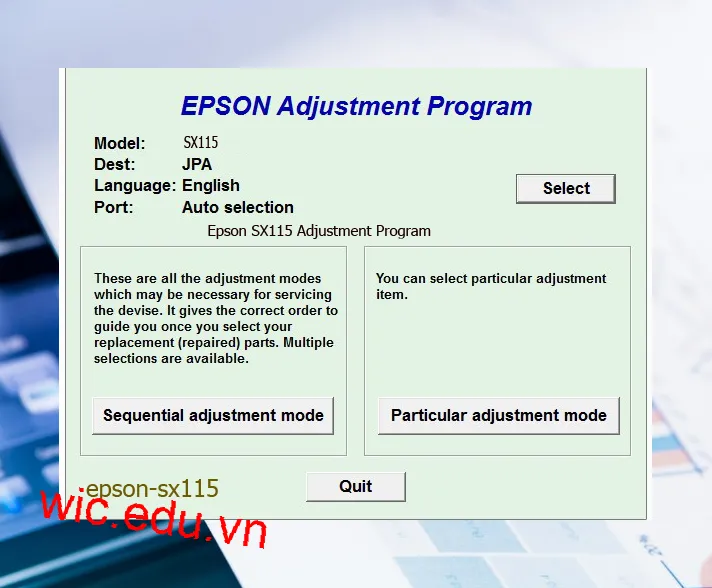 Reset Epson SX115