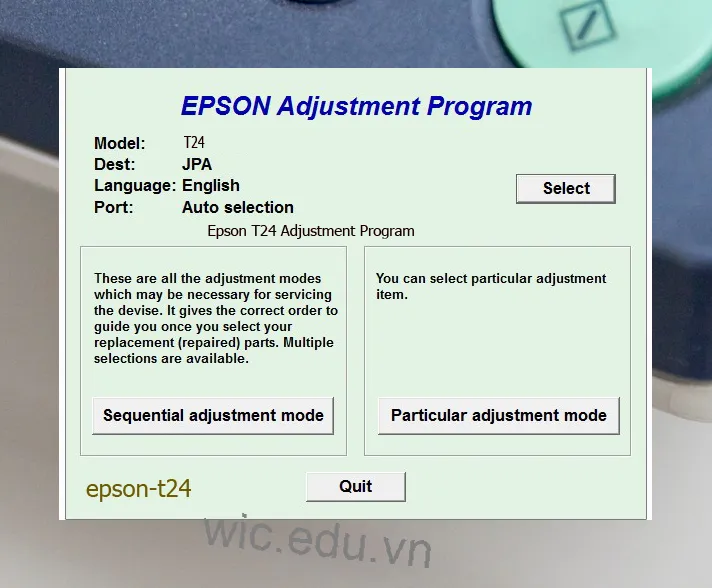 Reset Epson T24