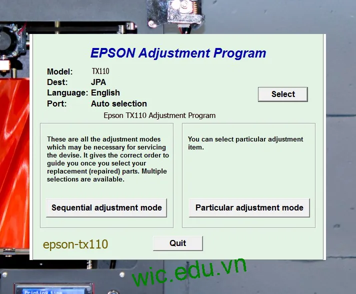 Reset Epson TX110