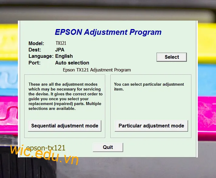 Reset Epson TX121