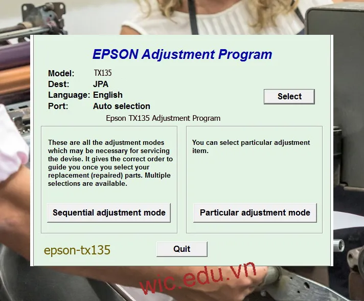 Reset Epson TX135