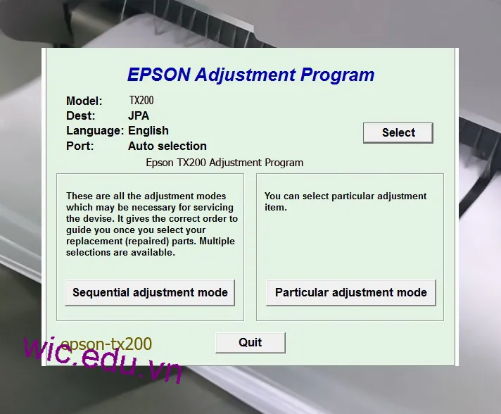 Reset Epson TX200