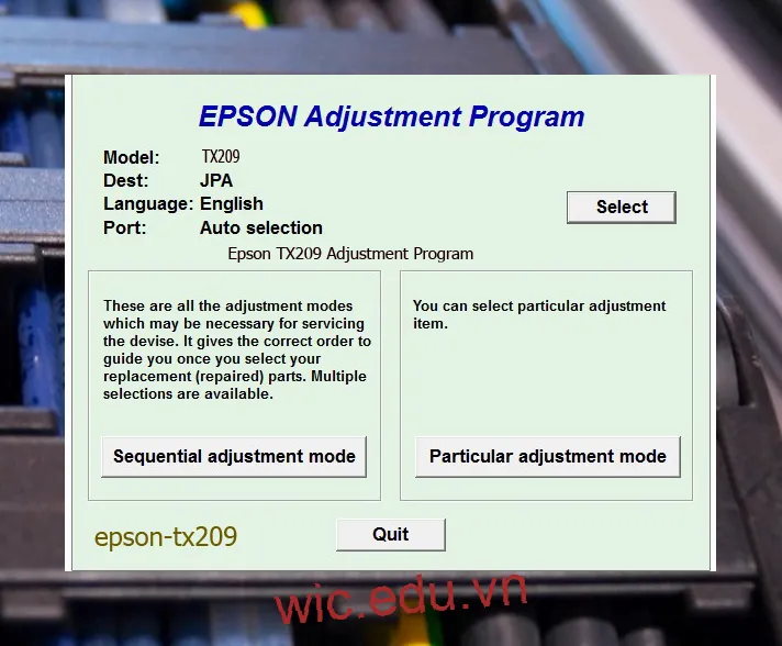 Reset Epson TX209