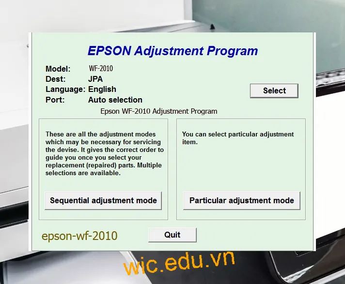 Reset Epson WF-2010