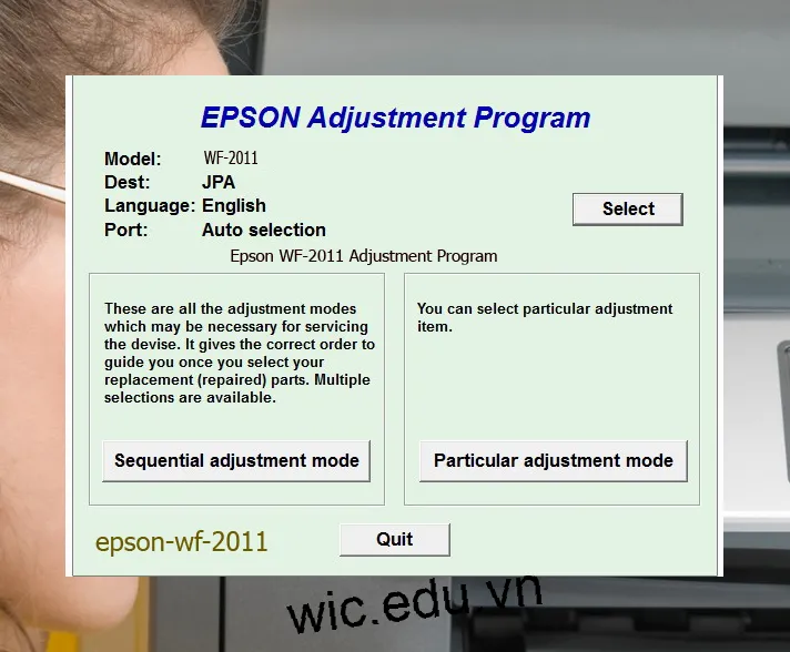 Reset Epson WF-2011