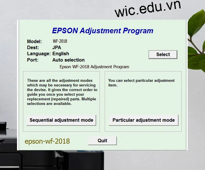 Reset Epson WF-2018