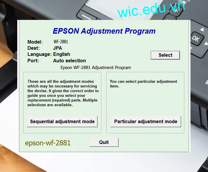 Reset Epson WF-2881