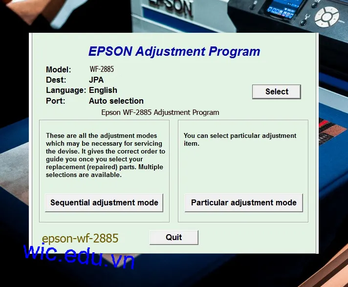 Reset Epson WF-2885