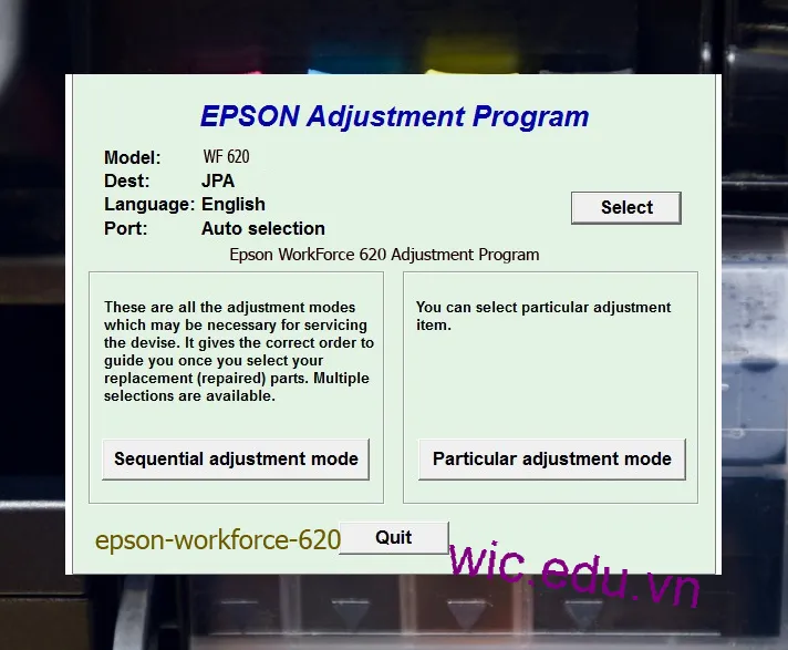 Reset Epson WorkForce 620