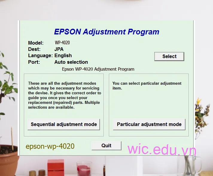 Reset Epson WP-4020