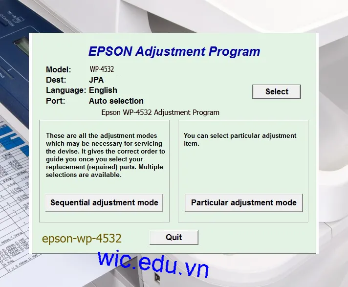 Reset Epson WP-4532