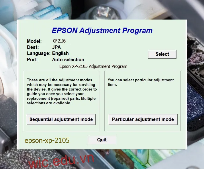 Reset Epson XP-2105