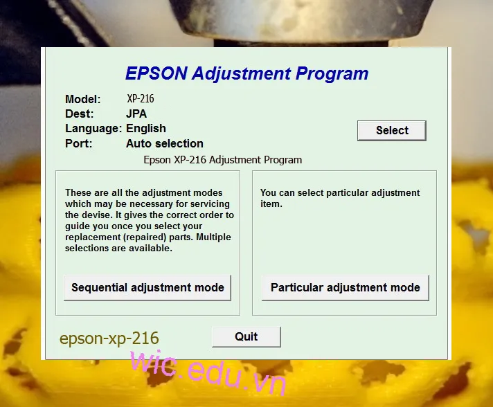 Reset Epson XP-216