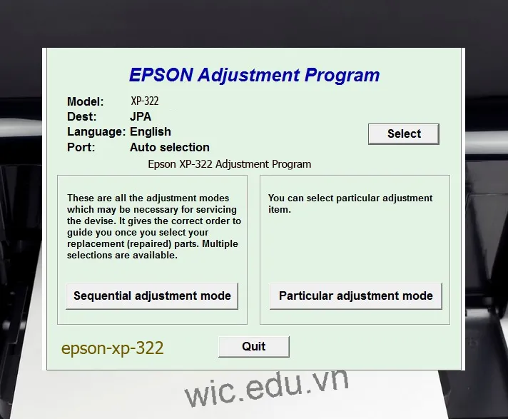 Reset Epson XP-322