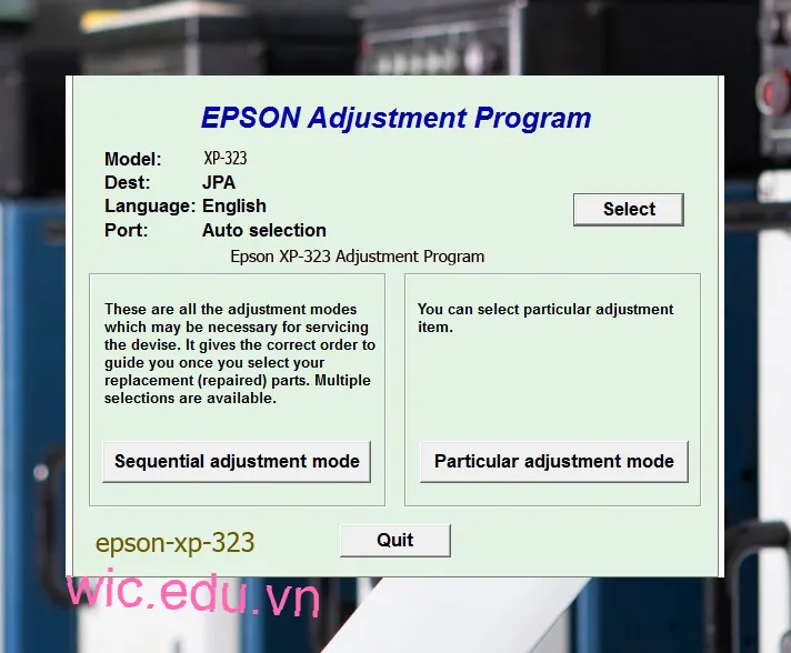 Reset Epson XP-323