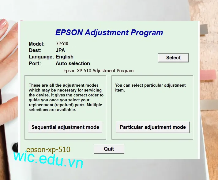 Reset Epson XP-510