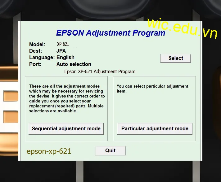 Reset Epson XP-621