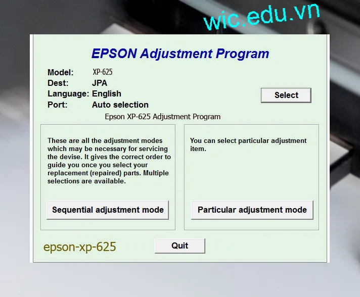 Reset Epson XP-625